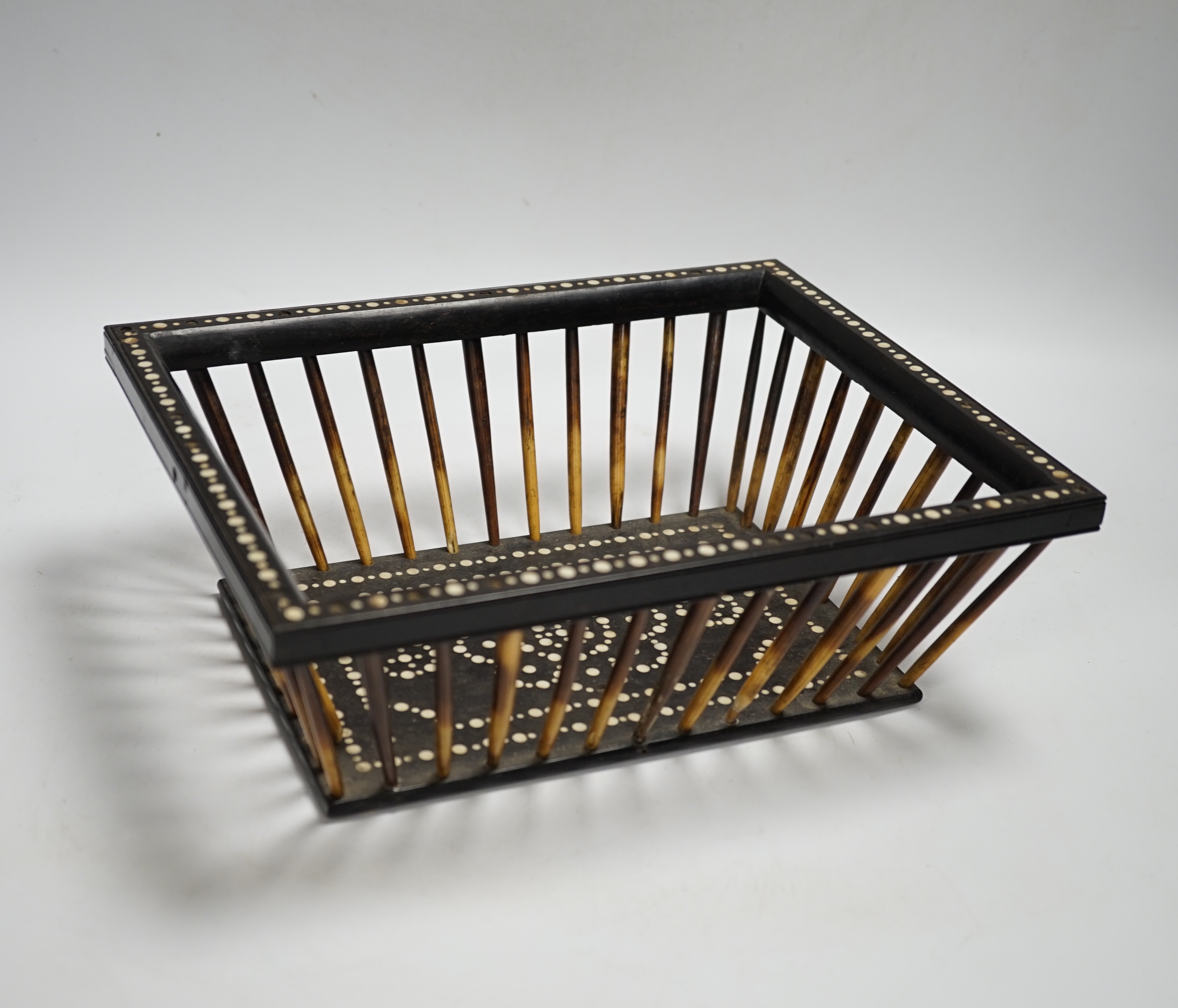 A 19th century Sri Lankan porcupine quill basket, 26 x 20.5 x 9cm